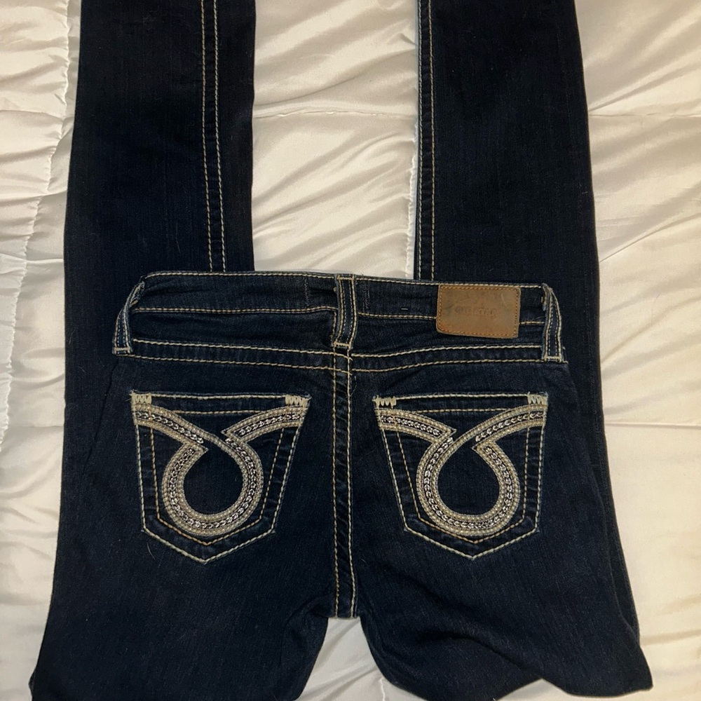 Big Star Blue Skinny Jeans with Decorative Stitching